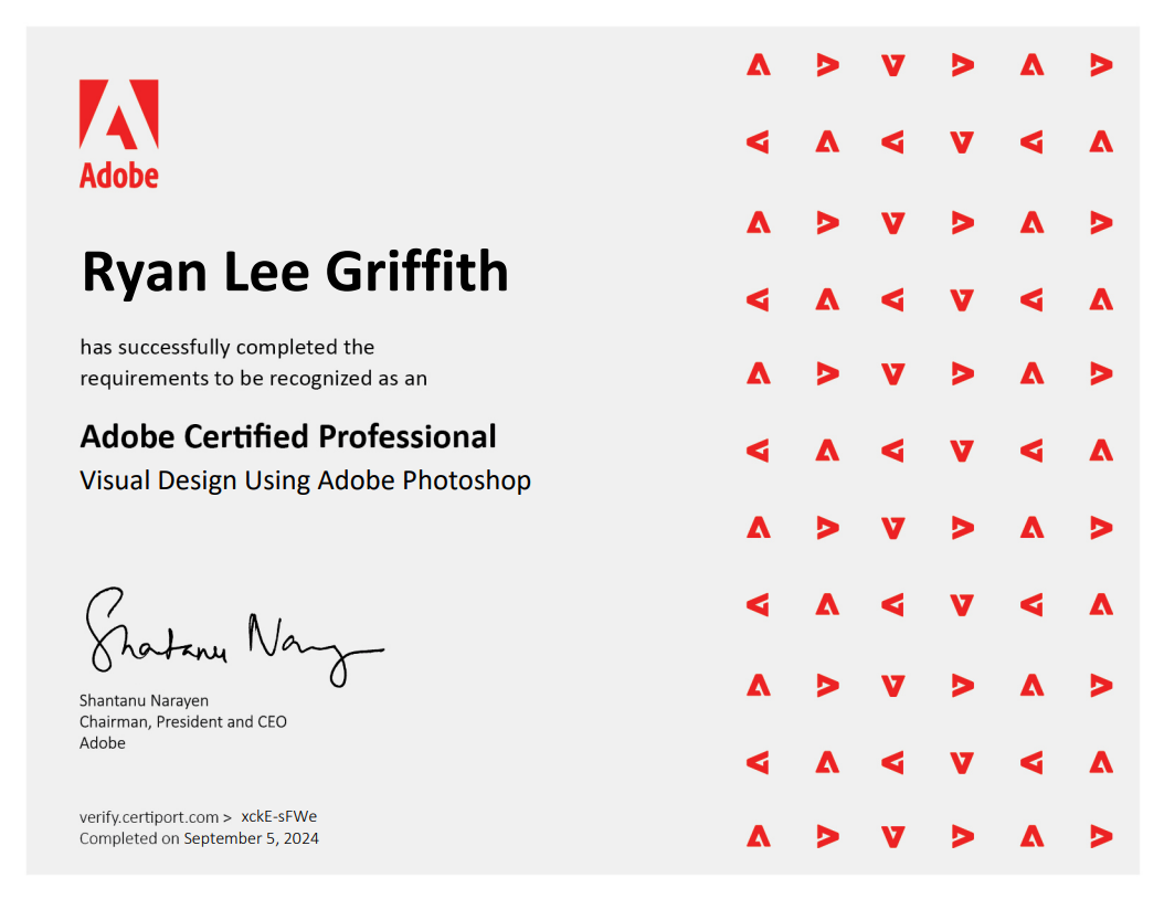 Adobe Certified Professional Certificate - Ryan Griffith